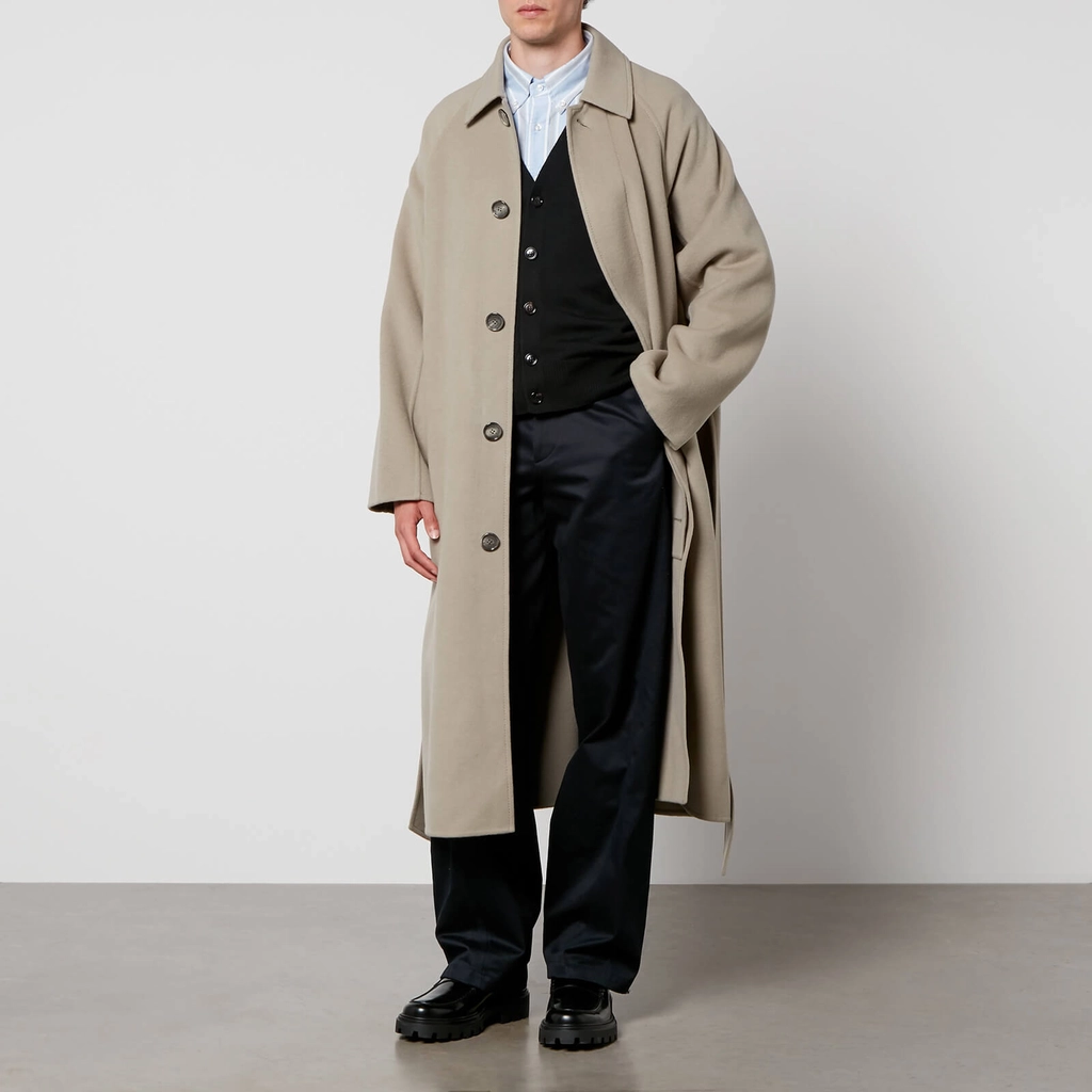 AMI Paris Long Belted Wool and Cashmere-Blend Coat - IT 50/L